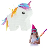 relaxdays Pinata Einhorn Mini-Pinata blau|weiß