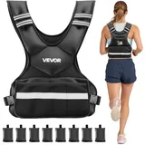 Vevor Gewichtsweste Verstellbar mit 8 Gewichtsbeuteln à 2 lbs für Individuelles Training, X-förmige Fitnessweste mit Reflektorstreifen und Schnallenriemen für Krafttraining Laufen und Joggen Schwarz