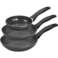 STONELINE Pfannen-Set 3-tlg. 16 cm + 20 cm + 24 cm schwarz Aluguss