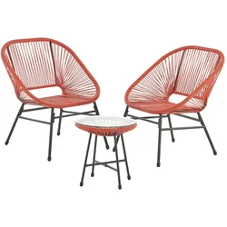 SVITA TULUM Balkon-Möbel 3-tlg. Garten-Möbel Set Balkonstühle mit Tisch Terracotta Orange