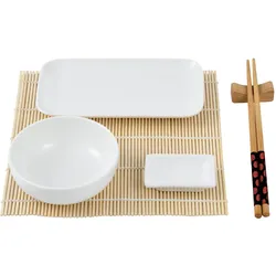 MASTERPRO 12-teiliges Sushi-Set (Porzellan + Bambus + Holz) Bergner Foodies Collection