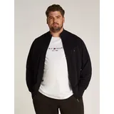 Tommy Hilfiger Big & Tall Cardigan "BT-PIMA ORG CTN CASHMERE ZTHRU-B", Herren, Gr. XXL, schwarz, Strick, Obermaterial: 95% Baumwolle, 5% Kaschmir, TOMMY HILFIGER BIG & TALL, regular fit, Rippbündchen, Strickjacken