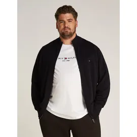 Tommy Hilfiger Big & Tall Cardigan "BT-PIMA ORG CTN CASHMERE ZTHRU-B", Herren, Gr. XXL, schwarz, Strick, Obermaterial: 95% Baumwolle, 5% Kaschmir, TOMMY HILFIGER BIG & TALL, regular fit, Rippbündchen, Strickjacken