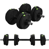 sportnow 2-in-1 Hantel Set, 15 kg verstellbar Dumbbell Set mit 8 Hantelscheiben, bodenschonend für Krafttraining, Fitness, Gewichtheben, Schwarz