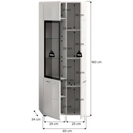 Möbel Boss Vitrine ICE 60 x 34 x 160 cm Weiß