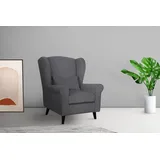 Home Affaire Sessel Ohrensessel CHISTELLE, wahlweise mit Polsterhocker, mit Wellenunterfederung, Maße: B/T/H: 81/87/99 cm grau