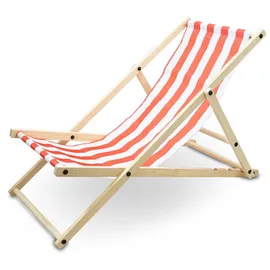 BITUXX Liegestuhl 18255 Klappstuhl 182 x 60 x 30 cm Rot/Weiß gestreift