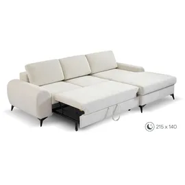 beautysofa Ecksofa MILAN L - Rechts Eckcouch mit Schlaffunktion & Bettkasten - Cappuccino (Sereno683) - Hellbraun