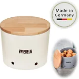 LS-LebenStil Natur-Design Zwiebeltopf 20x16cm M.i. Germany Creme Weiß Holz Deckel Vorratstopf, Vorratsdose, Aufbewahrungsbox, Aufbewahrungsdose - Weiß