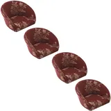 seokor 4/2/1er Set Stuhlhussen Bezüge mit Armlehne, Beige Grau Stretch Barhocker Bezug Universal Hussen, mit lehne Rund Barhocker Abdeckung für Esszimmer, Hotel, Bankett,Bar(B18,4PCS)