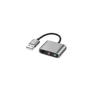 USB auf 3,5mm Klinke Adapter, Externe Soundkarte, USB Kopfhörer und Mikrofon Klinkenadapter, Headset Aux USB Adapter