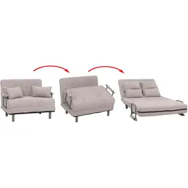 Mendler Schlafsessel HWC-K29, Klappsessel Schlafsofa Gästebett, Liegefläche 190x100cm, Stoff Bouclé (500g/m2) ~ grau