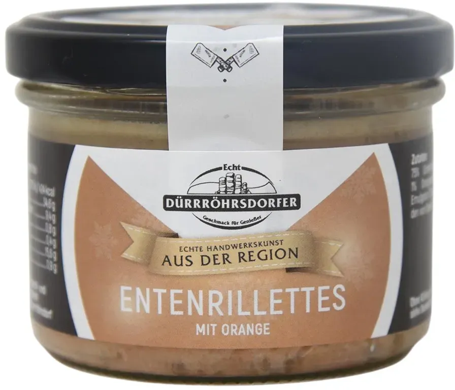 Dürrröhrsdorfer Entenrillette mit Orange 160g – Feinkost-Delikatesse im Glas