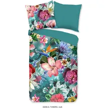 Good Morning Tiandra Blumen Petrol 135 x 200 cm + 80 x 80 cm