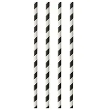 Papstar Trinkhalme, Papier Ø 6 mm 29 cm schwarz/weiß "Stripes"