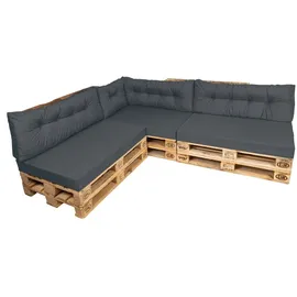 TexDeko Palettenkissen 120 x 80 x 12 cm grau 7-tlg.
