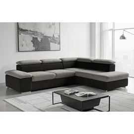 sit&more Ecksofa SIT & MORE "Valentine L-Form, B: 272 cm", schwarz (schwarz, grau), B:272cm H:73cm T:226cm, 100% Polyester;Luxus-Kunstleder/Struktur (88% Polyester, 12% Polyamid), Sofas, Ecksofa, mit Arm- & Kopfteilverstellung, optional mit Bettfunktion, Topseller