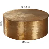 KADIMA DESIGN Couchtisch ENNS: Orientalisch, Hammerschlagstruktur, Aluminium, großzügige Ablage