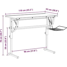 vidaXL Basteltisch Weiß & Grau 110x53x(58-87) cm Holzwerkstoff & Stahl