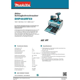 Makita DHP482RFX9 inkl. 2 x 3 Ah + Alukoffer + 96-tlg. Zubehör