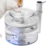 Veehoo Trinkbrunnen für Katze Kabellos, 1.8L Wiederaufladbar Katzenbrunnen mit Bewegungsmelder, Batteriebetrieben Katzenbrunnen Kabellos Geringes Geräusch mit 6 Filtern, Transparent