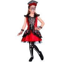 Widmann S.r.l. Hexen-Kostüm Dia de los Muertos Kinderkostüm - Skelett Kleid mi rot 116
