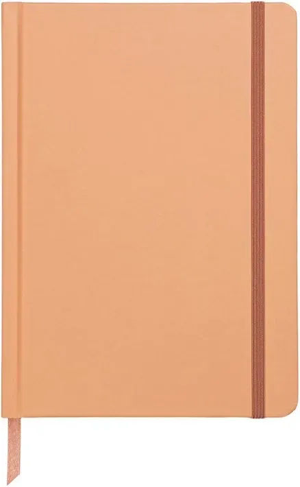 Jubiluu A5 datumloser Hardcover-Planner für 18 Monate – 112 Blatt (100 g/m2 Offsetting-Papier), mit Lesezeichen & Gummiband – datumloser Planner für langfristige Planung, Zielsetzung und tägliche Organisation – Pfirsich-Orange