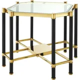 Casa Padrino Luxus Beistelltisch mit Glasplatte Gold / Schwarz 72,5 x 72,5 x H. 55,5 cm - Wohnzimmermöbel