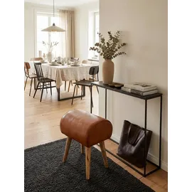 KADIMA DESIGN Sitzhocker Echtleder 45 x 53 x 40 cm Braun