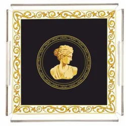 Casa Padrino Luxus Serviertablett Barock Frauenbüste Schwarz 40 cm - Gastronomie Accessoires