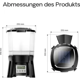 Wiltec SunSun CFF-206 solarbetriebener Fischfutter Automat, programmierbarer Futterspender mit 6 Liter Behälter für 1 bis 6 Fütterungen pro Tag