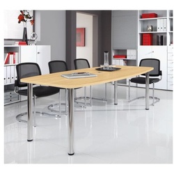 HAMMERBACHER Konferenztisch KT22C »Chicago« bis 8 Personen in Tonnenform mit Tischbeinen braun, 220 cm