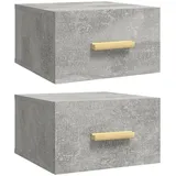 vidaXL Wand-Nachttische 2 Stk. Betongrau 35x35x20 cm