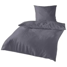 Traumschlaf Uni Seersucker anthrazit 155 x 200 cm + 80 x 80 cm