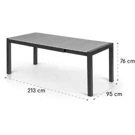 Blumfeldt Menorca Expand Gartentisch 213 x 95 x 76 cm Grau