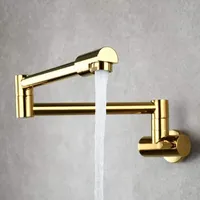 Klappbare Küchenarmatur, Wandarmatur, Küchenspülenarmatur Mit Multifunktionalem Kaltwasserauslauf, 360° Schwenkbare Küchenarmatur – Gold