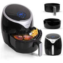 Jago® Heißluftfritteuse 5.5L - 1700 Watt, LED Display mit Touchscreen, 7 Programme, 60 min Timer, Ohne ÖL, Schwarz - Airfryer, Heißluf... - Schwarz