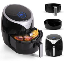 Jago® Heißluftfritteuse 5.5L - 1700 Watt, LED Display mit Touchscreen, 7 Programme, 60 min Timer, Ohne ÖL, Schwarz - Airfryer, Heißluf... - Schwarz