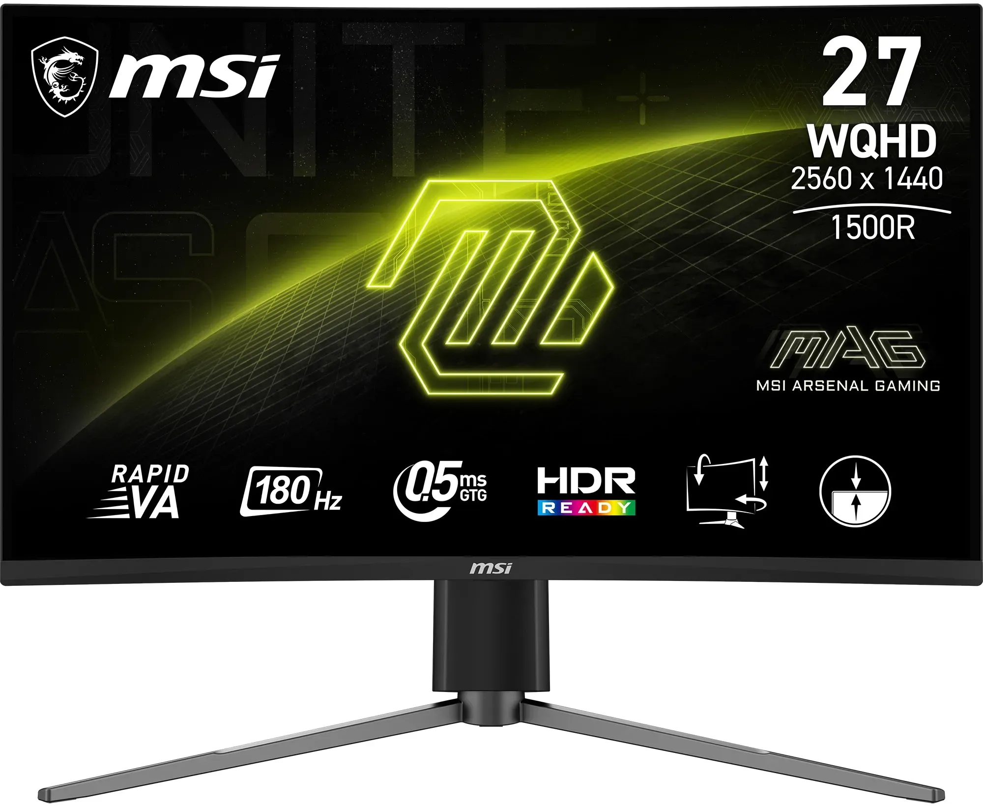 F (A bis G) MSI Curved-Gaming-Monitor "MAG 27CQ6PF" Monitore 3 Jahre Herstellergarantie, höhenverstellbar schwarz