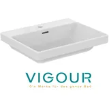 VIGOUR DERBY V3 Möbelwaschtisch 60x48cm mit Hahnloch und Überlauf PflegetectPlus, weiß