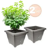 GarPet 2x Pflanzkübel Rechteckig Pflanzkübel Groß Außen Blumenkübel Outdoor