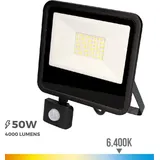 EDM Led-Flutlicht 50 W Aluminium 23,8x4,5x19,2 cm Weiß/Schwarz mit Präsenzsensor