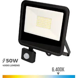 EDM Led-Flutlicht 50 W Aluminium 23,8x4,5x19,2 cm Weiß/Schwarz mit Präsenzsensor