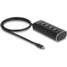 DeLock 4 Port USB 10 Gbps Hub USB-C® Stecker Schwarz