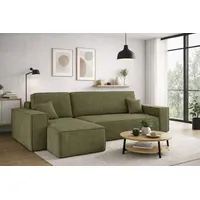 kaiser möbel Ecksofa mit schlaffunktion und bettkasten, Sofa, L-form, Couch, L-form BEST Poso Dicker Cord, Olive Links