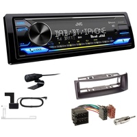 JVC KD-X472DBT 1-DIN Digital Autoradio mit Bluetooth DAB+ inkl. Einbauset für Renault Megane I Megane Scenic schwarz