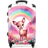 NoBoringSuitcases.com Kinderkoffer, Kinderkoffer Mädchen, Koffer Groß, TSA, Koffer Kinder Mädchen, Kinder Koffer Mädchen, Koffer 20kg Gepäck, Koffer Mittelgroß (Rehkitz - Regenbogen, 67 cm - 72 L)