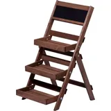 Dobar Dreistufige Pflanztreppe mit Kreidetafel 60 x 30 cm Braun