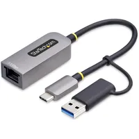 Startech 2.5GbE USB C Ethernet Adapter mit USB-A Adapter, USB-C Netzwerkadapter, USB 3.0 Typ-C 2.5Gb Netzwerk
