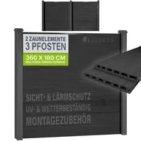 Juskys WPC Sichtschutzzaunsystem 2er Set 0 x 0 cm Grau